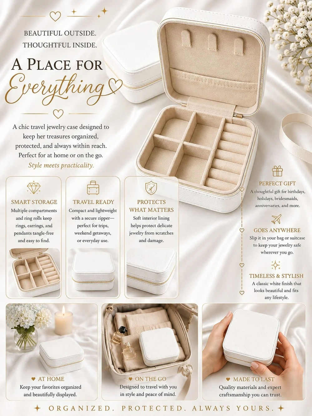 New Chic White Portable Jewelry Case - Compact Organizer!